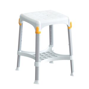 Sgabello da Doccia con Vassoio Altezza Regolabile 39-54 cm Gambe in Alluminio - - 1