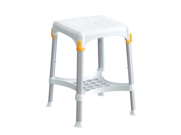 Sgabello da Doccia con Vassoio Altezza Regolabile 39-54 cm Gambe in Alluminio -