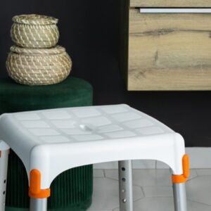 Sgabello da Doccia con Vassoio Altezza Regolabile 39-54 cm Gambe in Alluminio - - 3