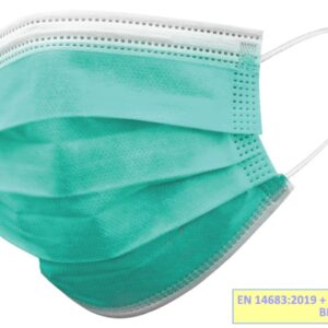 Mascherina Chirurgica 3 Veli Tipo IIR con Elastici Adulti Verde Chiaro - 2500 pz - 1