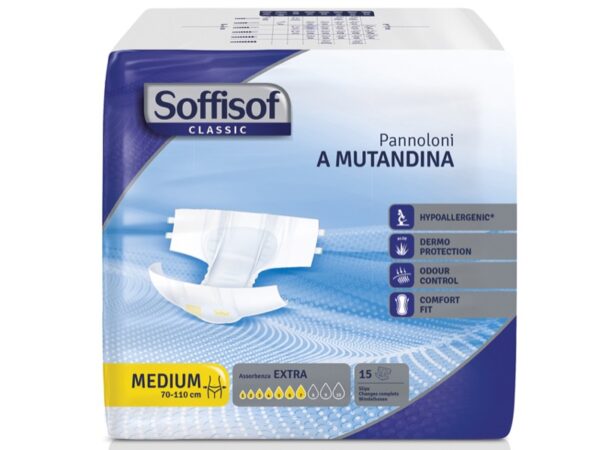 Pannoloni Soffisof Classic per Incontinenza Moderata Taglia Medium - 270 pezzi