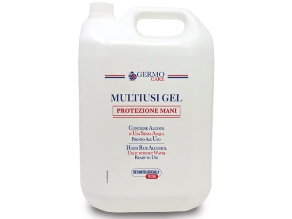 Gel Disinfettante Alcolico Multiuso Mani Senza Acqua - 5 Litri - 4 flaconi