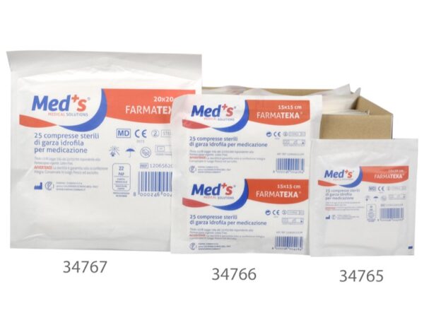 Garza Idrofila Cotone Sterile 10x10 cm - Buste da 25 pz - 5 x conf. 100 buste