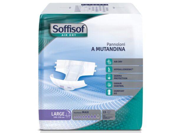 Pannoloni Soffisof Air Dry Traspiranti Incontinenza Forte Large - 180 pezzi