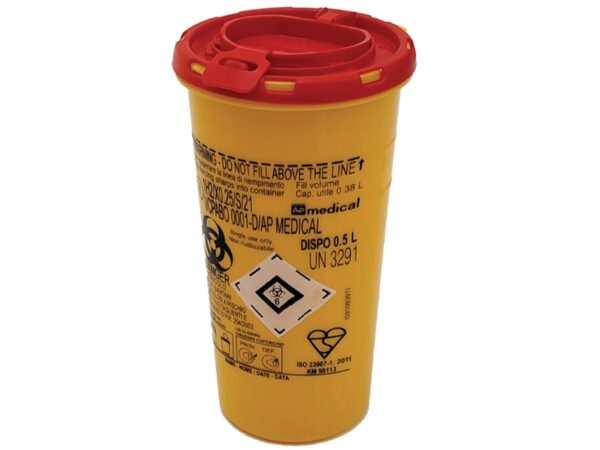 Contenitore Monouso per Rifiuti Taglienti e Aghi 0,5 litri 8,3x15,1 cm - 187 pz