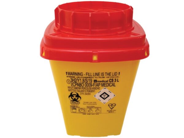 Contenitore per Rifiuti Taglienti Linea CS da 3 Litri 16,7x16,7x23,2 cm - 100 pz