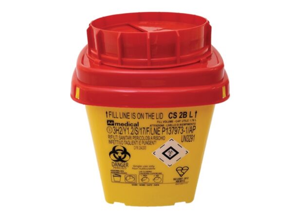Contenitore Rifiuti Taglienti Linea CS 2 Litri 14,8x14,8x19,5 cm - 120 pezzi
