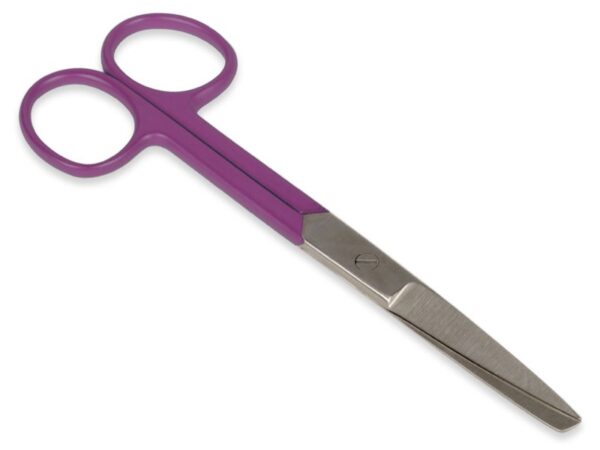 Forbici Rette per Infermieri Inox con Punte Alterne e Anelli Viola 14 cm - 25 pz