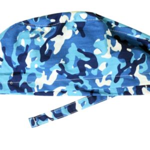 Cappellino Chirurgico Fantasia Militare Blu con Laccetti, Taglia M - 15 pz - 1