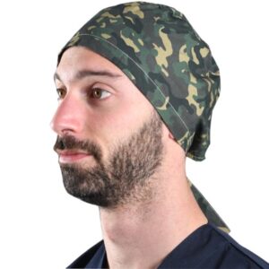 Cappellino Chirurgico Fantasia Militare Verde Taglia M con Laccetti - 15 pz - 2