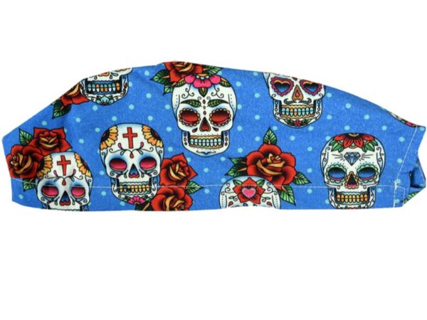Cappellino Chirurgico Fantasia Teschio con Laccetti Regolabili Taglia M - 15 pz