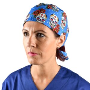 Cappellino Chirurgico Fantasia Teschio con Laccetti Regolabili Taglia M - 15 pz - 2