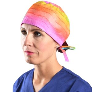Cappellino Sanitario Fantasia Arcobaleno con Laccetti Taglia M - 15 pz - 2