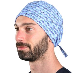 Cappellino Chirurgico Fantasia Onde Taglia M con Laccetti Regolabili - 15 pezzi - 2