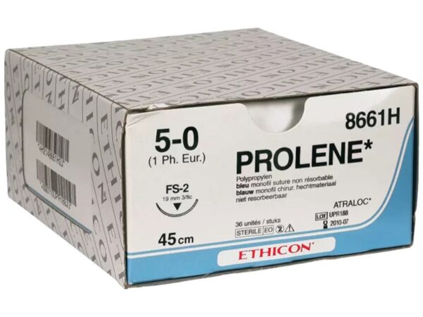 Ethicon Prolene Blue Sutura Monofilamento 5/0 Ago 19 mm FS-2 8661H - 36 pz