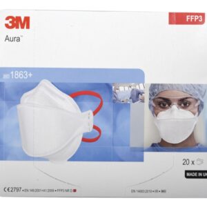 3M Aura 1863+ Mascherina Respiratoria FFP3 IIR, Filtrazione >99% - 20 pz - 2