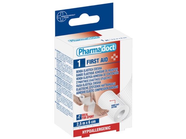 Benda Coesiva Elastica Adesiva Pharmadoct 2,5 m x 6 cm - 10 confezioni da 6 pz