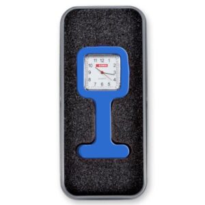 Orologio per Infermieri Quadrato con Scatola in Alluminio Blu - 25 pezzi