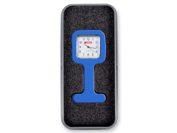 Orologio per Infermieri Quadrato con Scatola in Alluminio Blu - 25 pezzi