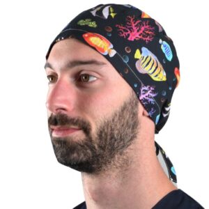 Cappellino Chirurgico Fantasia Reef Taglia M con Laccetti Regolabili - 15 pezzi - 2