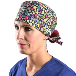 Cappellino Chirurgico Fantasia Pace Taglia M con Laccetti Regolabili - 15 pezzi - 2