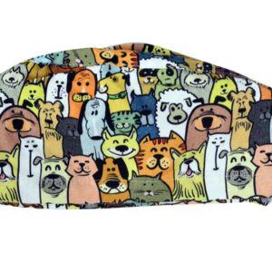 Cappellino Chirurgico Fantasia Cani con Laccetti Regolabili Taglia M - 15 pezzi - 1