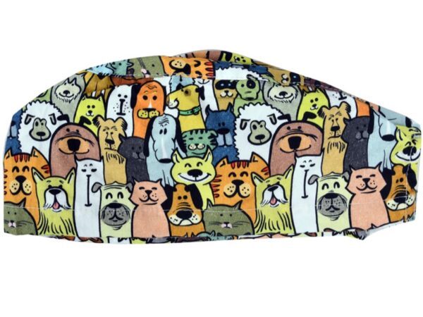 Cappellino Chirurgico Fantasia Cani con Laccetti Regolabili Taglia M - 15 pezzi