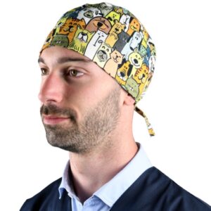Cappellino Chirurgico Fantasia Cani con Laccetti Regolabili Taglia M - 15 pezzi - 2
