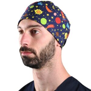 Cappellino Sanitario Fantasia Spazio con Laccetti Regolabili Taglia M - 15 pezzi - 2