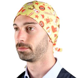 Cappellino Chirurgico Fantasia Natale con Laccetti Regolabili - Taglia M - 15 pz - 2