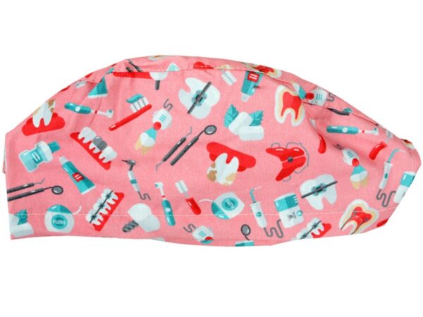 Cappellino Chirurgico Fantasia Dentista con Laccetti Regolabili Taglia M - 15 pz