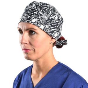 Cappellino Chirurgico con Laccetti Fantasia Scheletro Taglia M - 15 pz - 2
