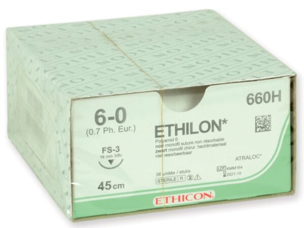 Ethicon Ethilon Sutura Monofilamento Non Assorb. 6/0 Ago 16 mm 660H - 36 pz
