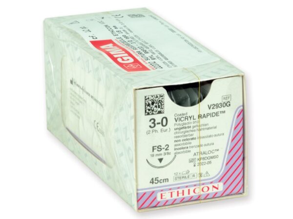 Ethicon Vicryl Rapid Sutura Assorbibile Intrecciata 3/0 Ago 19 mm - 24 pezzi
