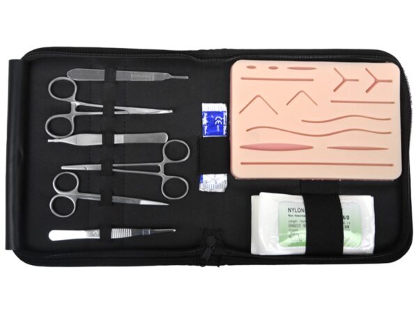 Kit Esercitazione Sutura con Pad in Silicone Strumenti Inox e Suture - 5 kit