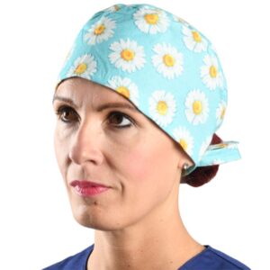 Cappellino Sanitario con Laccetti, Fantasia Margherite, Taglia M - 15 pz - 2