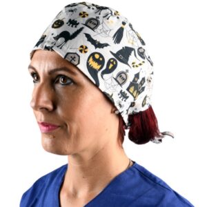Cappellino Chirurgico Fantasia Halloween Taglia M con Laccetti - 15 pz - 2