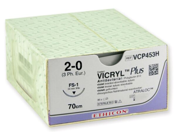Ethicon Sutura Assorbibile Vicryl Plus Intrecciata 2/0 Ago 24 mm - 36 pezzi