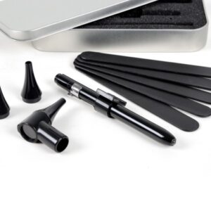 Kit Otoscopio Delta LED Nero con Scatola Alluminio e Speculum - 30 pz - 2