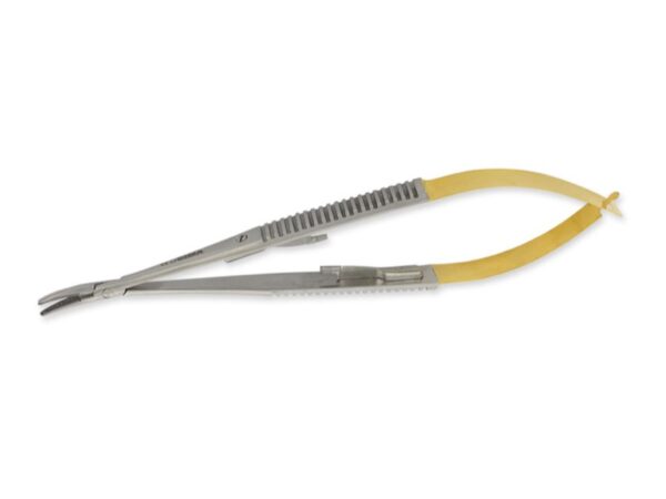 Porta Aghi Castroviejo in Carburo di Tungsteno Curvo 14 cm Punte Zigrinate - 5 p