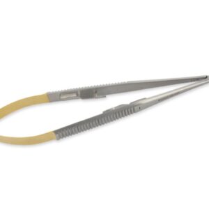 Porta Aghi Castroviejo CT Curvo con Punte Zigrinate - 21 cm - Linea Gold - 4 pz