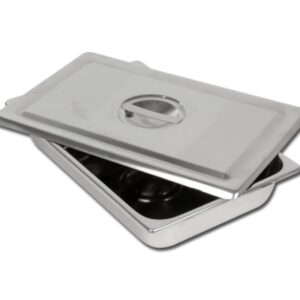 Vassoio Portastrumenti con Coperchio Inox Bordi Angolati 306x196x50 mm - 4 pz