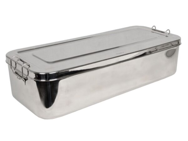 Scatola in Acciaio Inox con Manici Autoclavabile 134°C 50x20x10 cm - 2 pezzi
