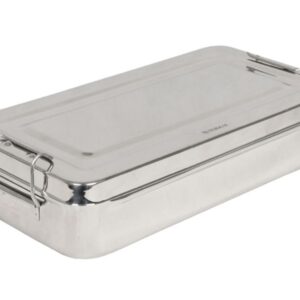 Scatola in Acciaio Inox 30x15x6 cm con Manici Autoclavabile 134°C - 5 pezzi - 1