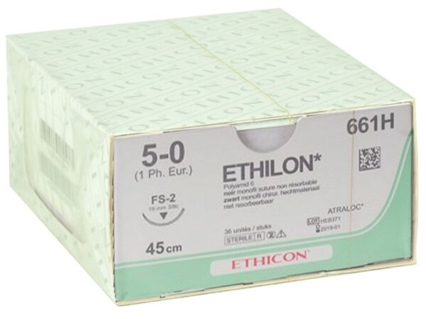 Ethicon Ethilon Sutura Monofilamento Non Assorb. 5/0 Ago 19 mm 661H - 36 pz
