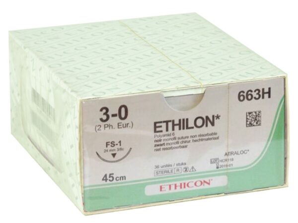 Ethicon Ethilon Sutura Monofilamento Non Assorb. 3/0 Ago 24 mm 663H - 36 pz