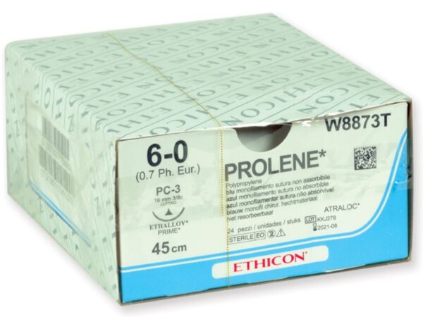 Ethicon Prolene Blue Sutura Monofilamento 6/0 Ago 16 mm W8873T - 24 pz