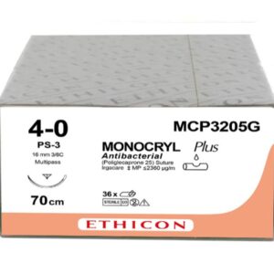 Ethicon Sutura Assorbibile Monocryl Sterile 4/0 Ago 16 mm - 12 pezzi