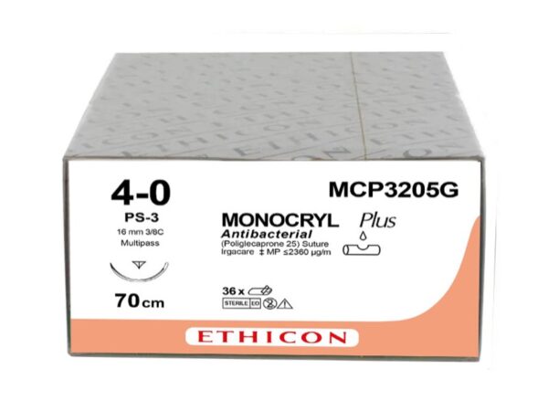 Ethicon Sutura Assorbibile Monocryl Sterile 4/0 Ago 16 mm - 12 pezzi