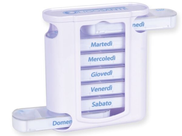 Portapillole Settimanale a Torre 7 Giorni Italiano/Tedesco 13x11x3,5 cm - 25 pz